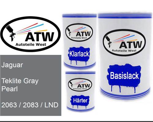 Jaguar, Teklite Gray Pearl, 2063 / 2083 / LND: 500ml Lackdose + 500ml Klarlack + 250ml Härter - Set, von ATW Autoteile West.